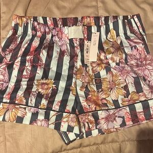 Victoria's Secret Floral and Striped High Waist Shorts - Pink and Black